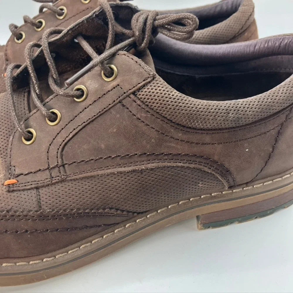 Arkbird Men's Brown Leather Wingtip Brogue Oxford Dress‎ Shoes Size US 9.5